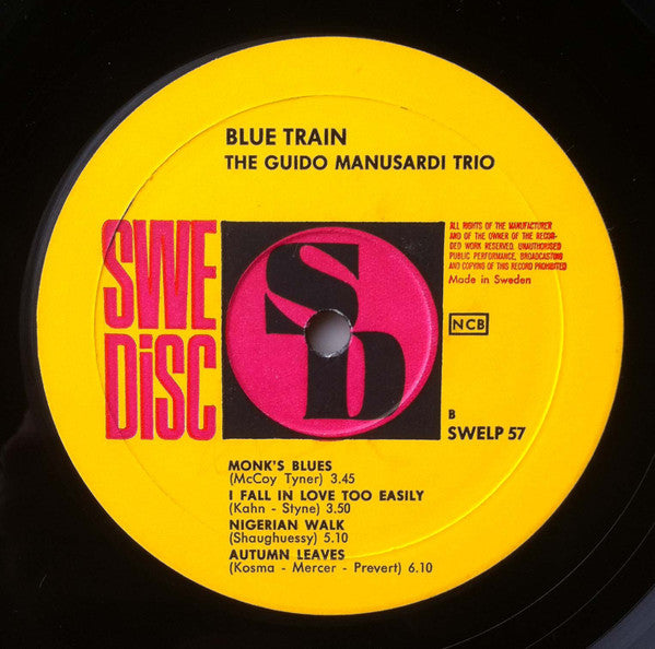 The Guido Manusardi Trio ~ Blue Train (Vinyl) - Djungel & Jazz