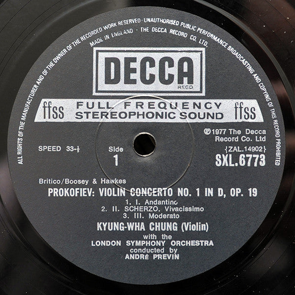 Sergei Prokofiev, Kyung-Wha Chung, London Symphony Orchestra, André Previn ~ Violin Concertos Nos. 1 & 2 (Vinyl) - Djungel & Jazz