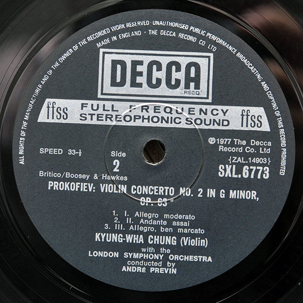 Sergei Prokofiev, Kyung-Wha Chung, London Symphony Orchestra, André Previn ~ Violin Concertos Nos. 1 & 2 (Vinyl) - Djungel & Jazz