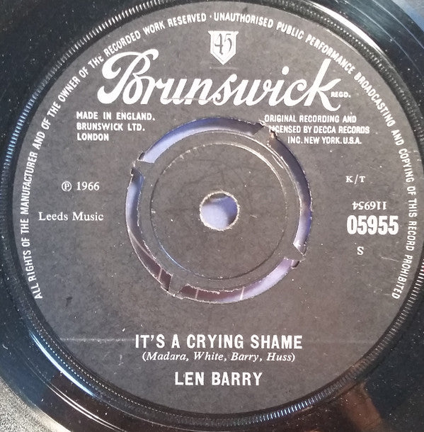Len Barry : Somewhere (7", Single)