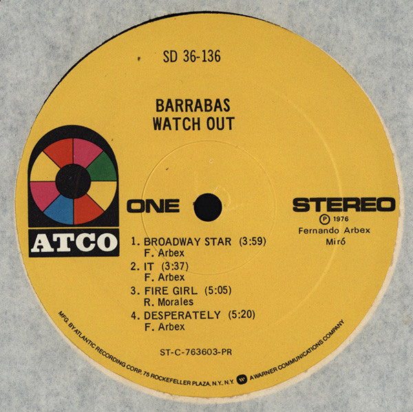 Barrabas ~ Watch Out (Vinyl) - Djungel & Jazz