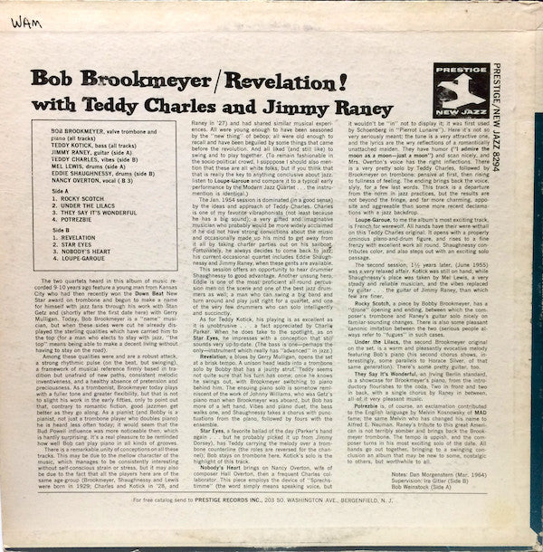 Bob Brookmeyer With Teddy Charles And Jimmy Raney ~ Revelation! (Vinyl) - Djungel & Jazz