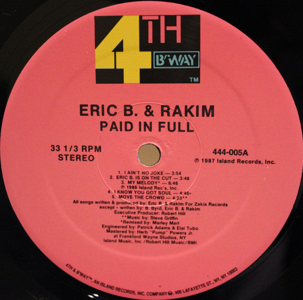 Eric B. & Rakim ~ Paid In Full (Vinyl) - Djungel & Jazz