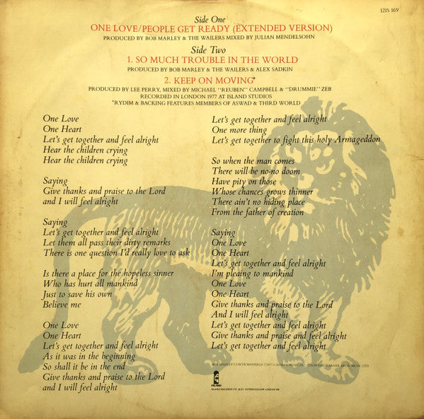 Bob Marley & The Wailers : One Love People Get Ready (12", Pos)