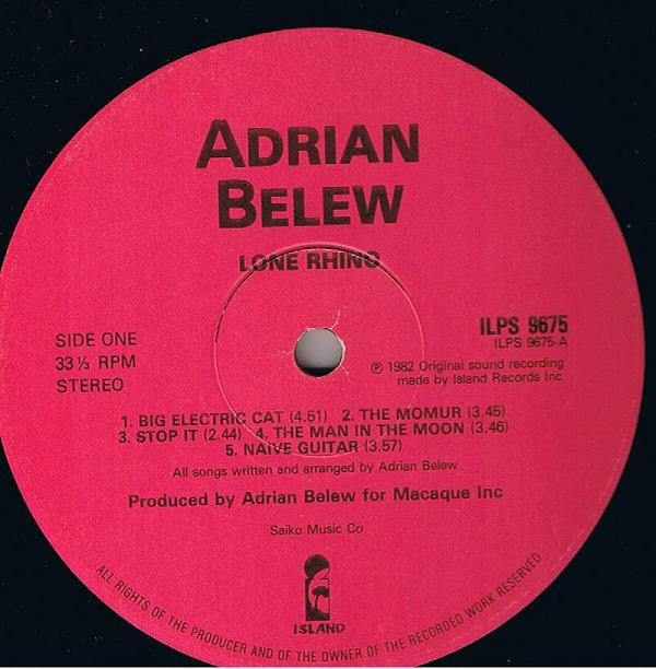 Adrian Belew ~ Lone Rhino (Vinyl) - Djungel & Jazz