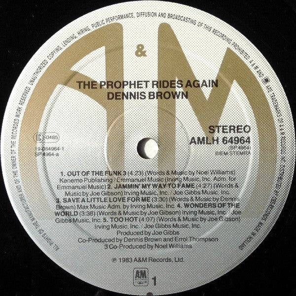 Dennis Brown : The Prophet Rides Again (LP, Album)
