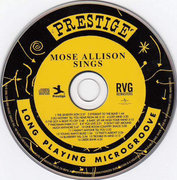 Mose Allison ~ Mose Allison Sings (Vinyl) - Djungel & Jazz