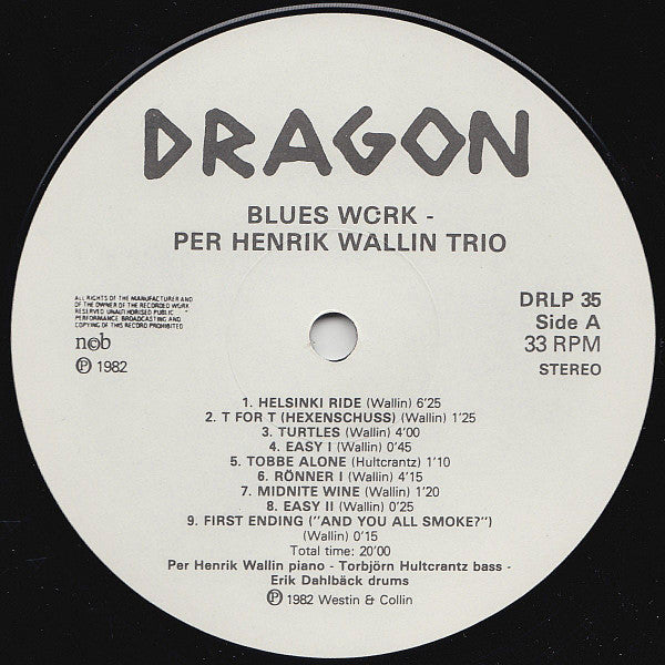 Per Henrik Wallin Trio : Blues Work (LP)