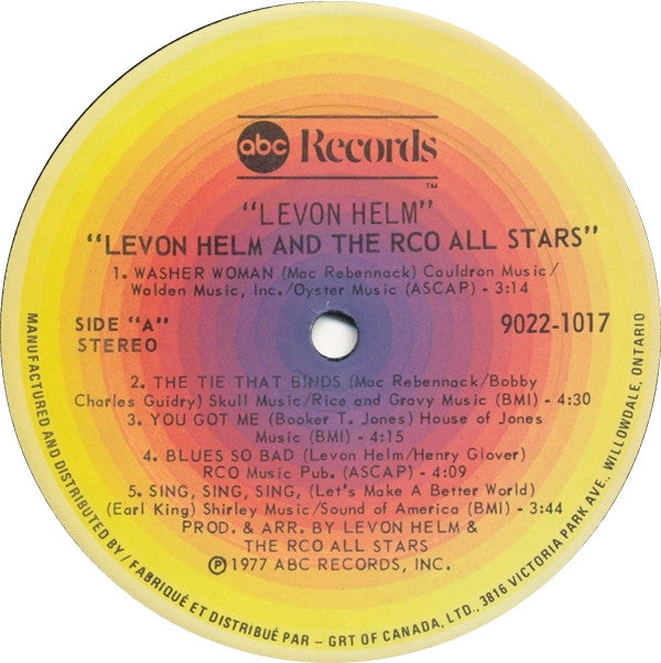 Levon Helm And The RCO All-Stars ~ Levon Helm And The RCO All-Stars (Vinyl) - Djungel & Jazz
