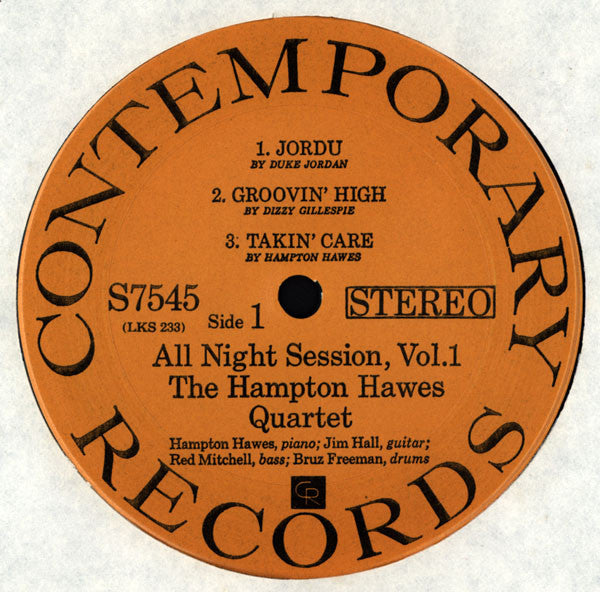 The Hampton Hawes Quartet ~ All Night Session, Vol. 1 (Vinyl) - Djungel & Jazz