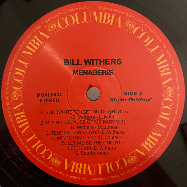 Bill Withers ~ Menagerie (Vinyl) - Djungel & Jazz