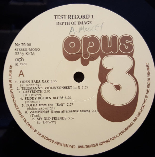 Various : Test Record 1 (Depth Of Image) (LP, Comp)