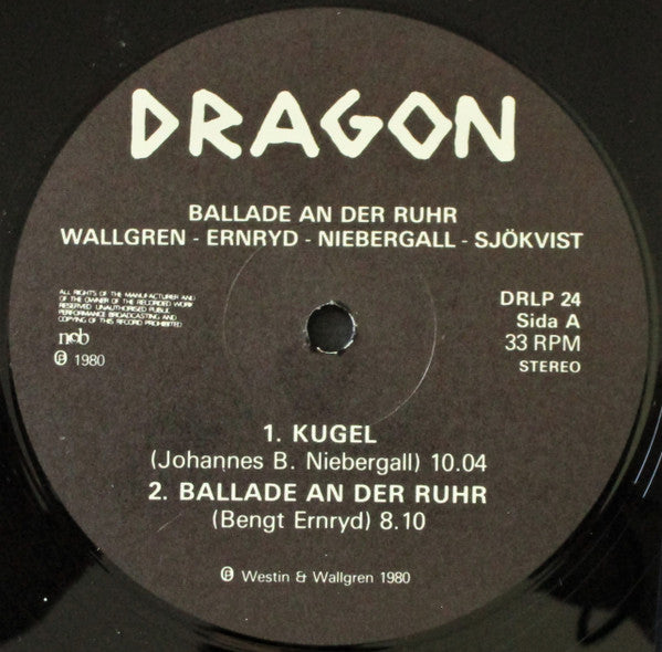 Wallgren* ● Ernryd* ● Niebergall* ● Sjökvist* : Ballade An Der Ruhr (LP, Album)