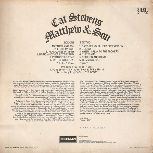 Cat Stevens : Matthew & Son (LP, Album)