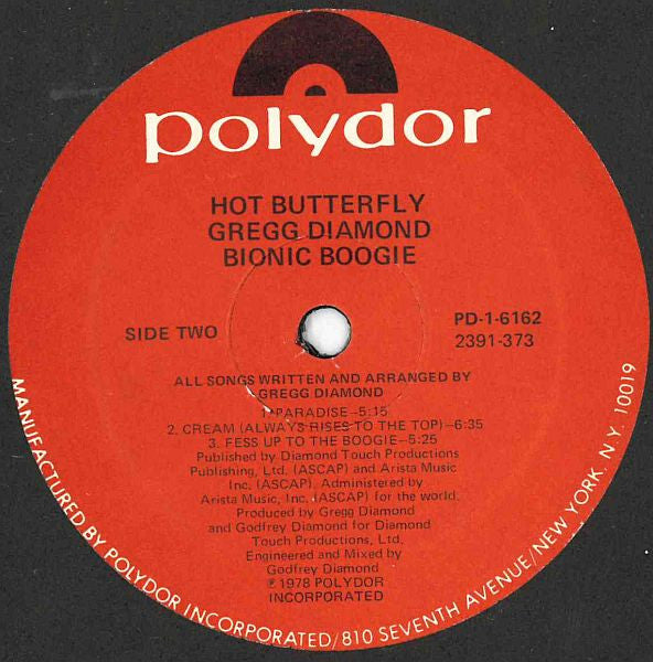 Gregg Diamond, Bionic Boogie ~ Hot Butterfly (Vinyl) - Djungel & Jazz