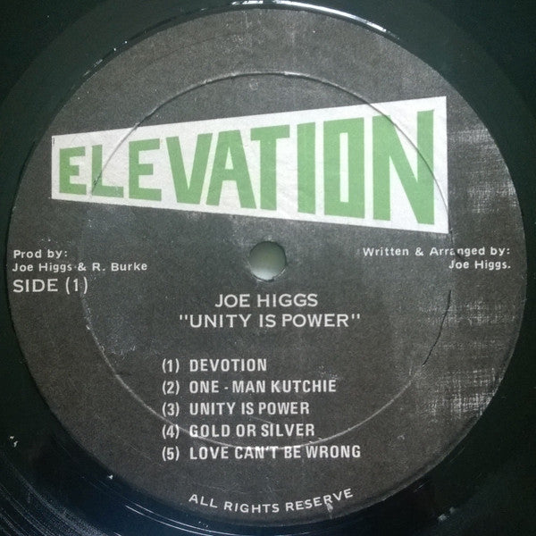 Joe Higgs : Unity Is Power (LP, Album)