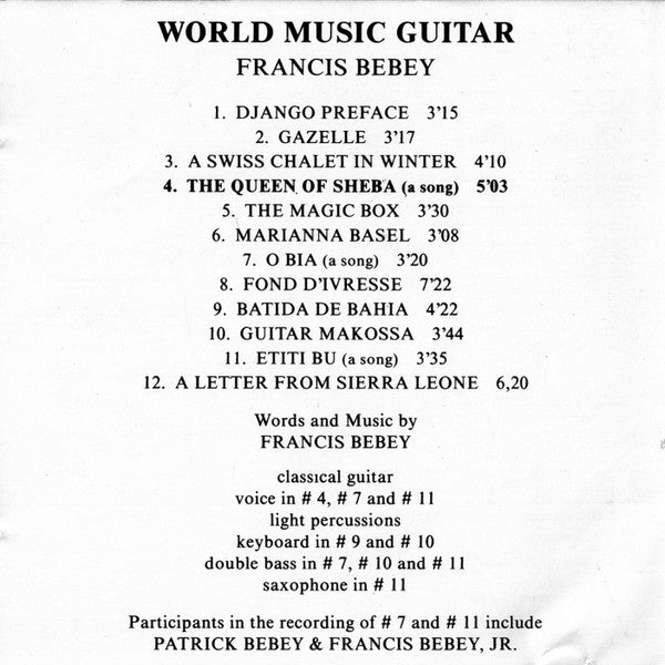 Francis Bebey ~ World Music Guitar (Vinyl) - Djungel & Jazz