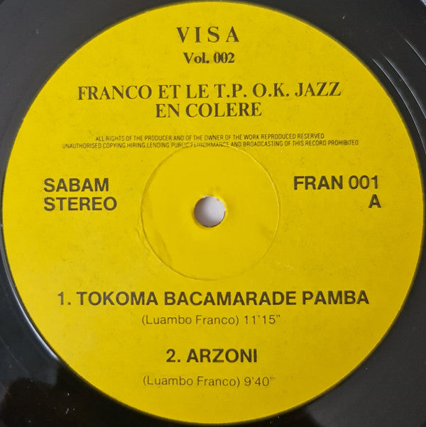 Franco Et Orchestre T.P.O.K. Jazz ~ On Entre O.K. On Sort K.O. (Volume 1) (Vinyl) - Djungel & Jazz