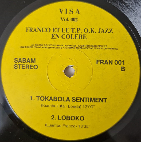 Franco Et Orchestre T.P.O.K. Jazz ~ On Entre O.K. On Sort K.O. (Volume 1) (Vinyl) - Djungel & Jazz
