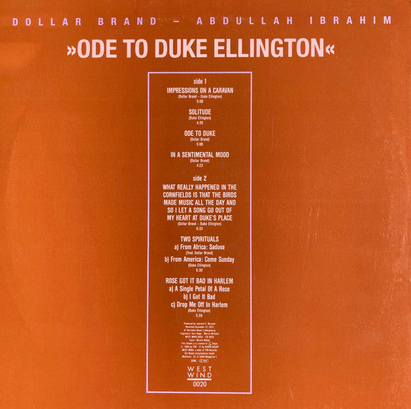 Dollar Brand - Abdullah Ibrahim : Ode To Duke Ellington  (LP, Album, RE)