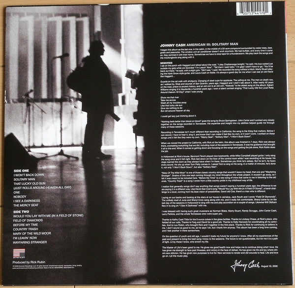 Johnny Cash : American III: Solitary Man (LP, Album, RE, 180)