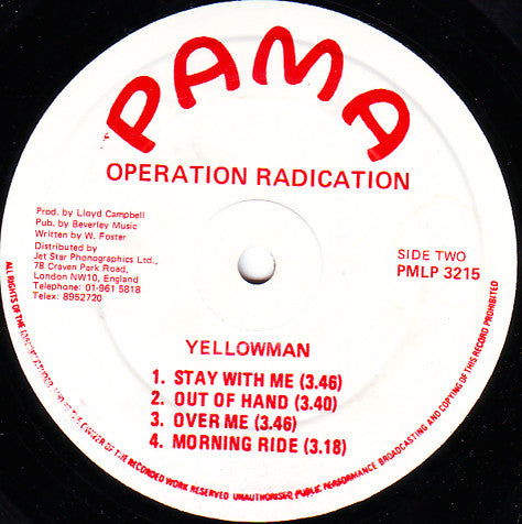 Yellowman : Operation Radication (10", Album)
