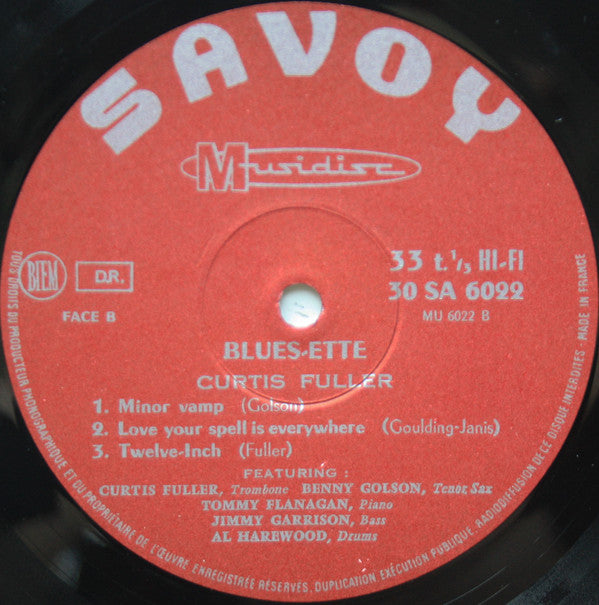 Curtis Fuller Quintet ~ Blues-ette (Vinyl) - Djungel & Jazz