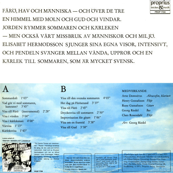 Elisabet Hermodsson ~ Vad Gör Vi Med Sommaren, Kamrater? (Vinyl) - Djungel & Jazz