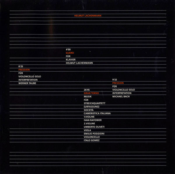 Helmut Lachenmann : Gran Torso · Guero · Pression (LP)