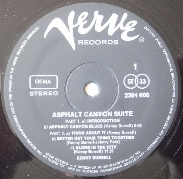 Kenny Burrell ~ Asphalt Canyon Suite (Vinyl) - Djungel & Jazz