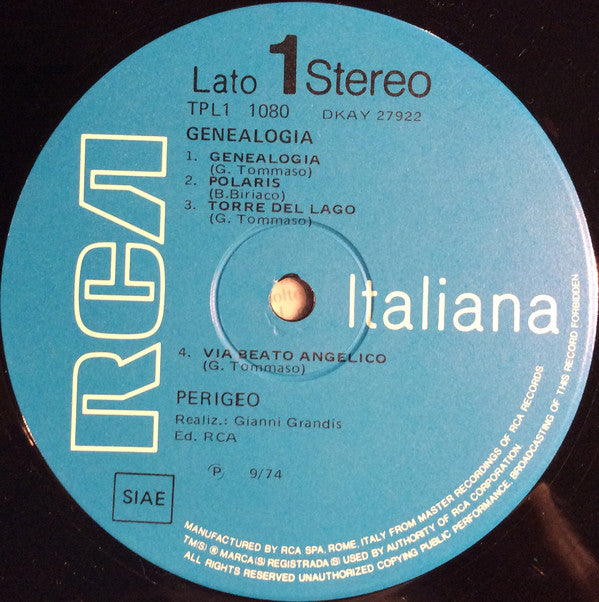 Perigeo : Genealogia (LP, Album)
