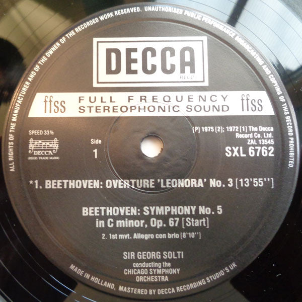 Beethoven, Chicago Symphony Orchestra, Sir Georg Solti ~ Symphony No. 5 & Overture "Leonore" No. 3 (Vinyl) - Djungel & Jazz