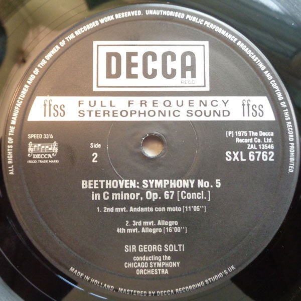 Beethoven, Chicago Symphony Orchestra, Sir Georg Solti ~ Symphony No. 5 & Overture "Leonore" No. 3 (Vinyl) - Djungel & Jazz