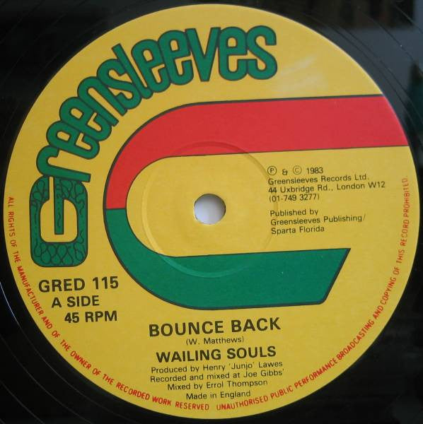 Wailing Souls : Bounce Back / Sweetie (12")