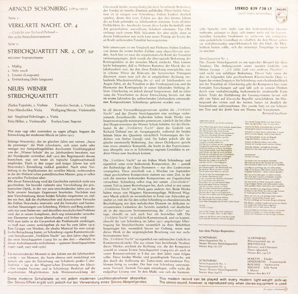 Arnold Schoenberg, New Vienna String Quartet, Evelyn Lear : Sextett "Verklärte Nacht"; Streichquartett Nr. 2 (LP)