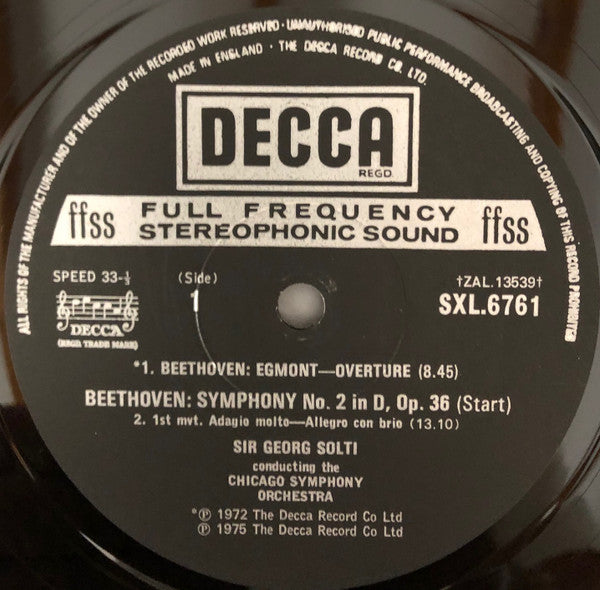 Beethoven, Chicago Symphony Orchestra, Sir Georg Solti ~ Symphony No. 2 & Overture "Egmont" (Vinyl) - Djungel & Jazz