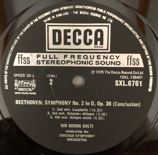 Beethoven, Chicago Symphony Orchestra, Sir Georg Solti ~ Symphony No. 2 & Overture "Egmont" (Vinyl) - Djungel & Jazz