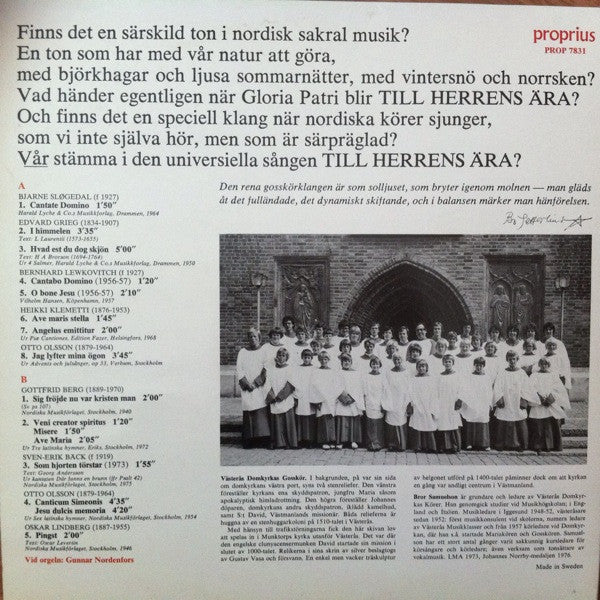 Västerås Domkyrkas Gosskör, Mikael Samuelson, Bror Samuelson ~ Gloria Patri - Till Herrens Ära! - Sjunger Västerås Domkyrkas Gosskör Och Mikael Samuelson Under Bror Samuelsons Ledning (Vinyl) - Djungel & Jazz