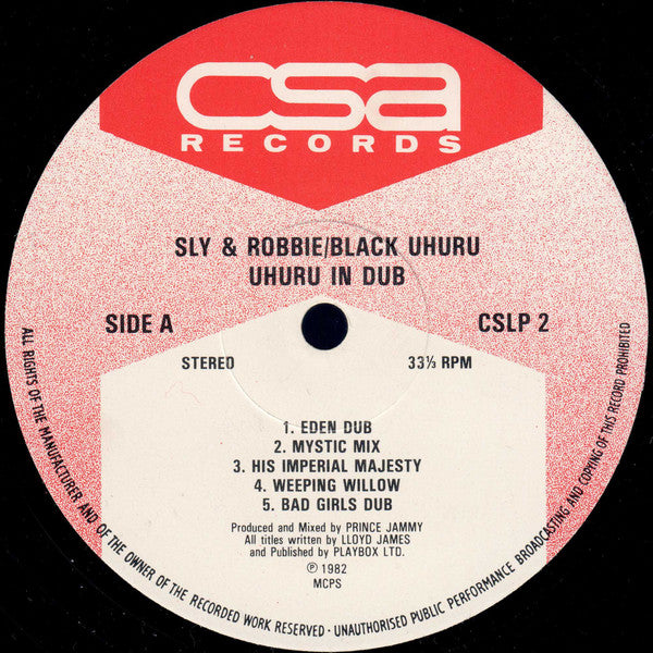 Prince Jammy With Sly & Robbie / Black Uhuru : Uhuru In Dub (LP)