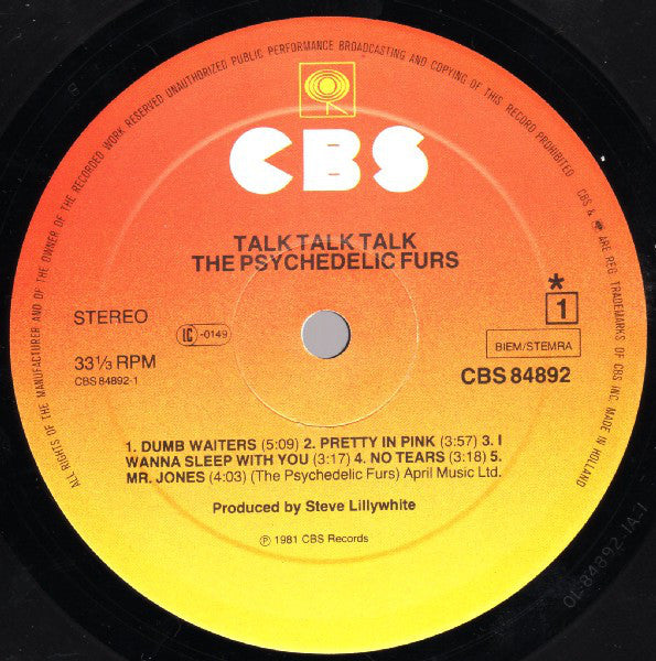 The Psychedelic Furs ~ Talk Talk Talk (Vinyl) - Djungel & Jazz