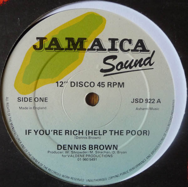 Dennis Brown / W.L.S. Band : If You're Rich (Help The Poor) / Chanell (12", Single)