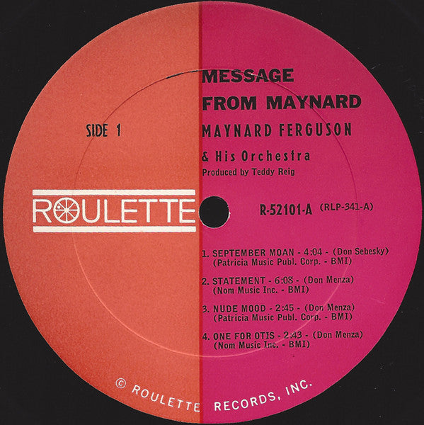 Maynard Ferguson : Message From Maynard (LP, Album, Mono)