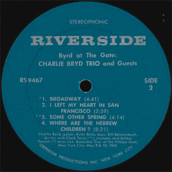 Charlie Byrd Trio And Guests* : Byrd At The Gate (LP, Album, RE)