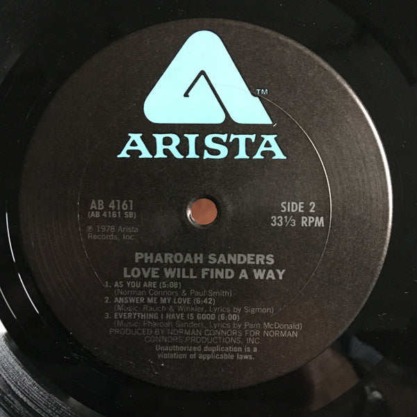 Pharoah Sanders : Love Will Find A Way (LP, Album, San)