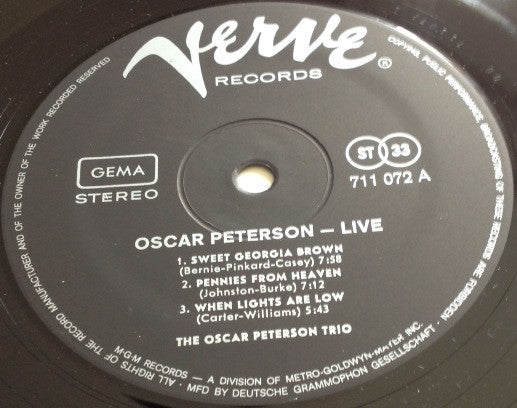 Oscar Peterson ~ Live (Vinyl) - Djungel & Jazz