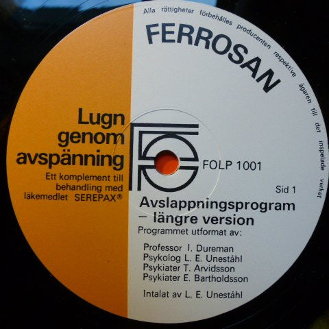 Lars-Eric Uneståhl ~ Lugn Genom Avspänning (Vinyl) - Djungel & Jazz