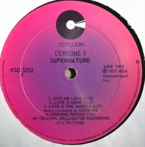 Cerrone ~ Cerrone 3 - Supernature (Vinyl) - Djungel & Jazz