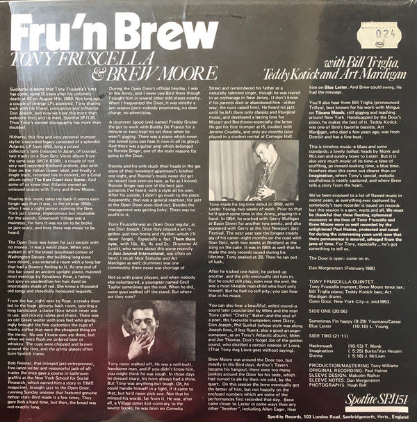 Tony Fruscella & Brew Moore ~ Fru'n Brew (Previously Unissued Recordings From The Open Door) (Vinyl) - Djungel & Jazz