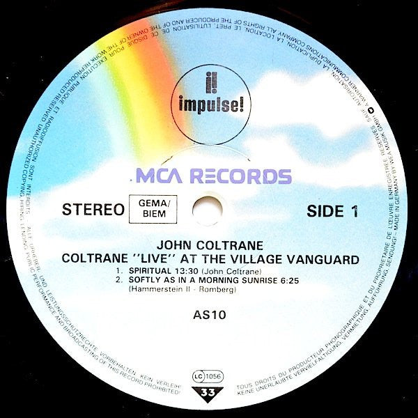 John Coltrane : "Live" At The Village Vanguard (LP, Album, RE, Gat)