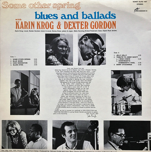 Karin Krog & Dexter Gordon : Some Other Spring Blues And Ballads (LP)